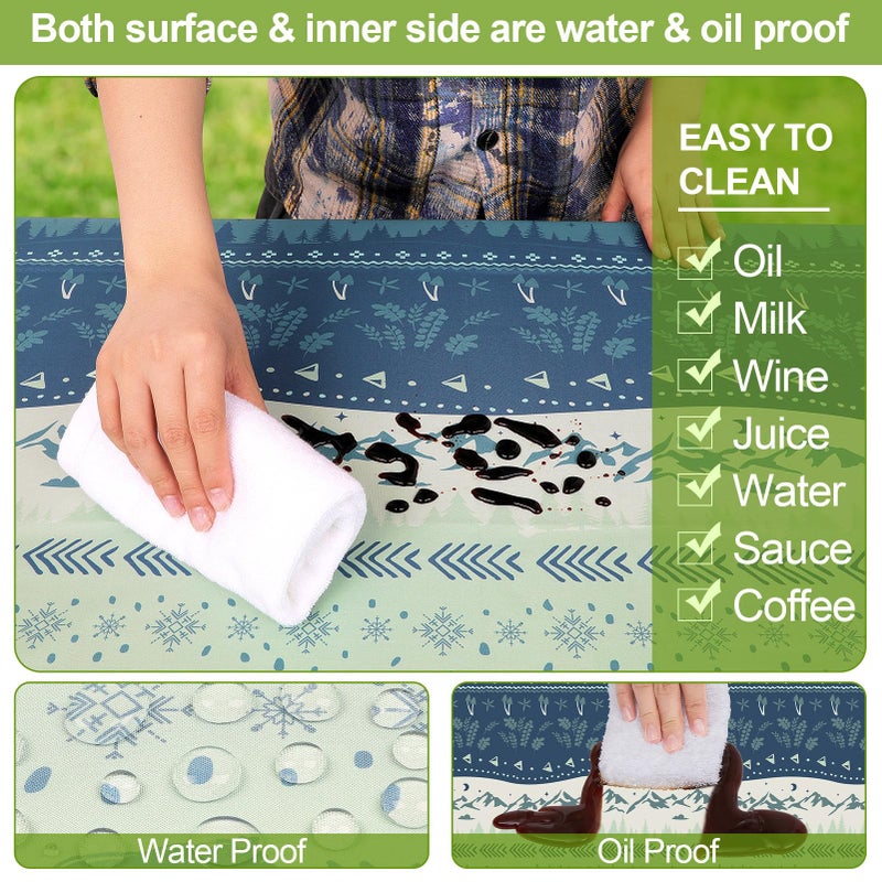 Play Tailor Picnic Table Cover with Bench Covers Camping Essentials Waterproof Windproof Camping Tablecloth with Drawstring Bag  Fitted Rectangle Tables and Seats  72in  Bohemian - Image 3